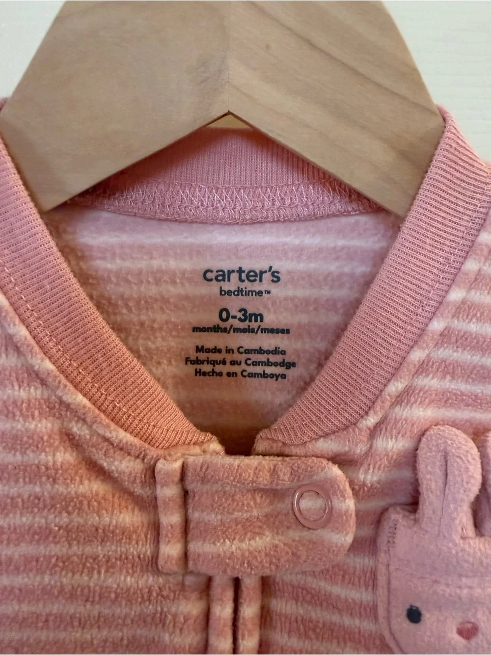 Carter's Pink Striped Sleep Sack with Bunny Applique
